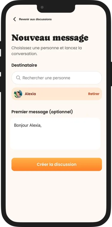 Écran nouveau message Ray - droite