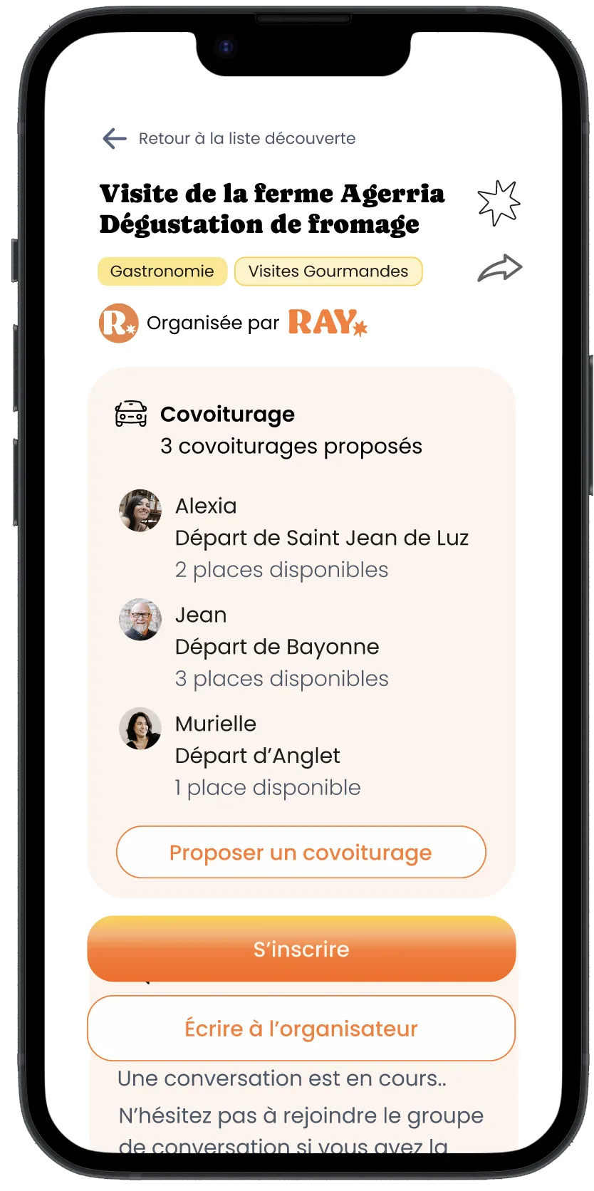 Écran de covoiturage Ray - gauche
