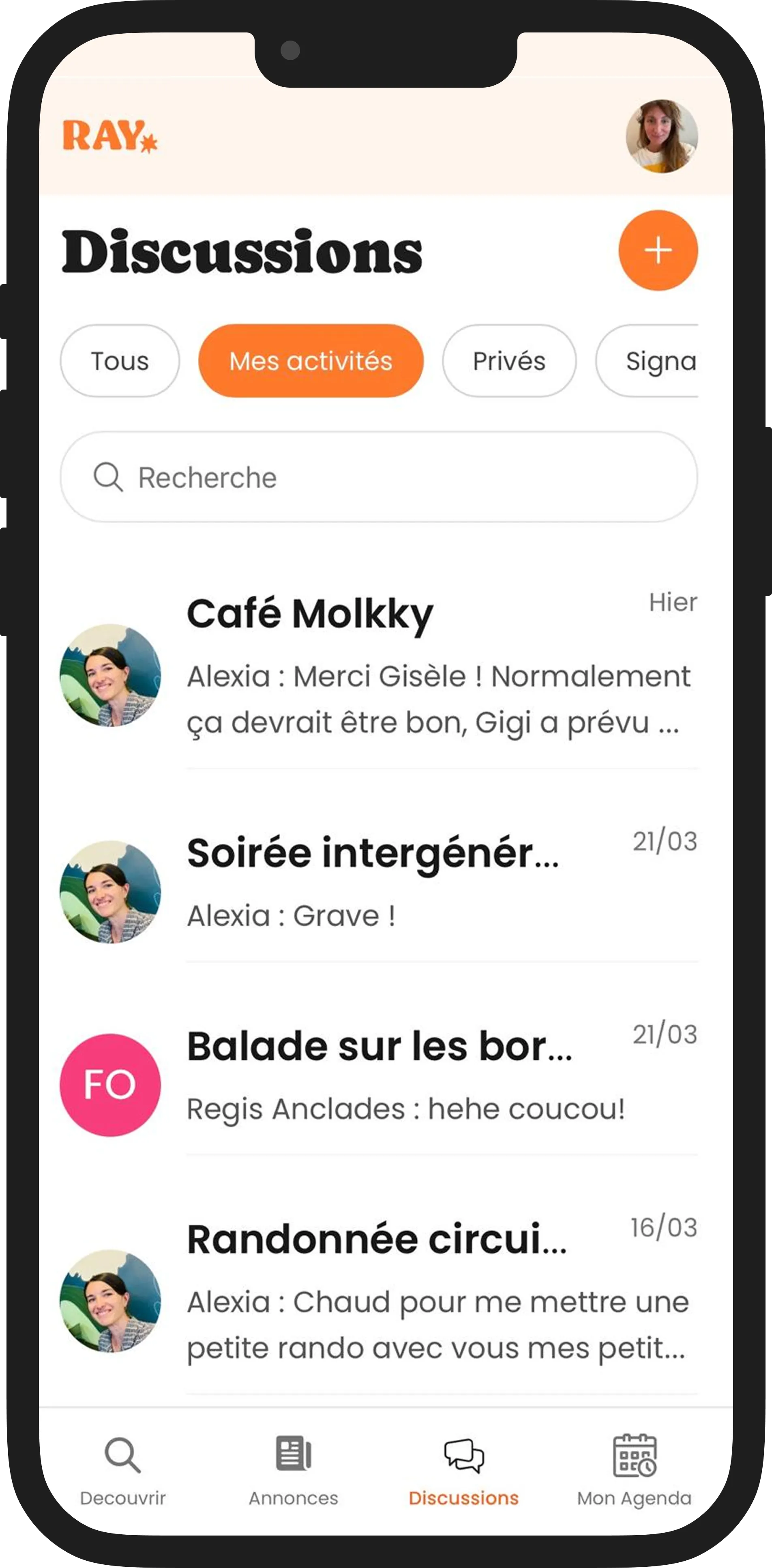 Écran discussion Ray - centre