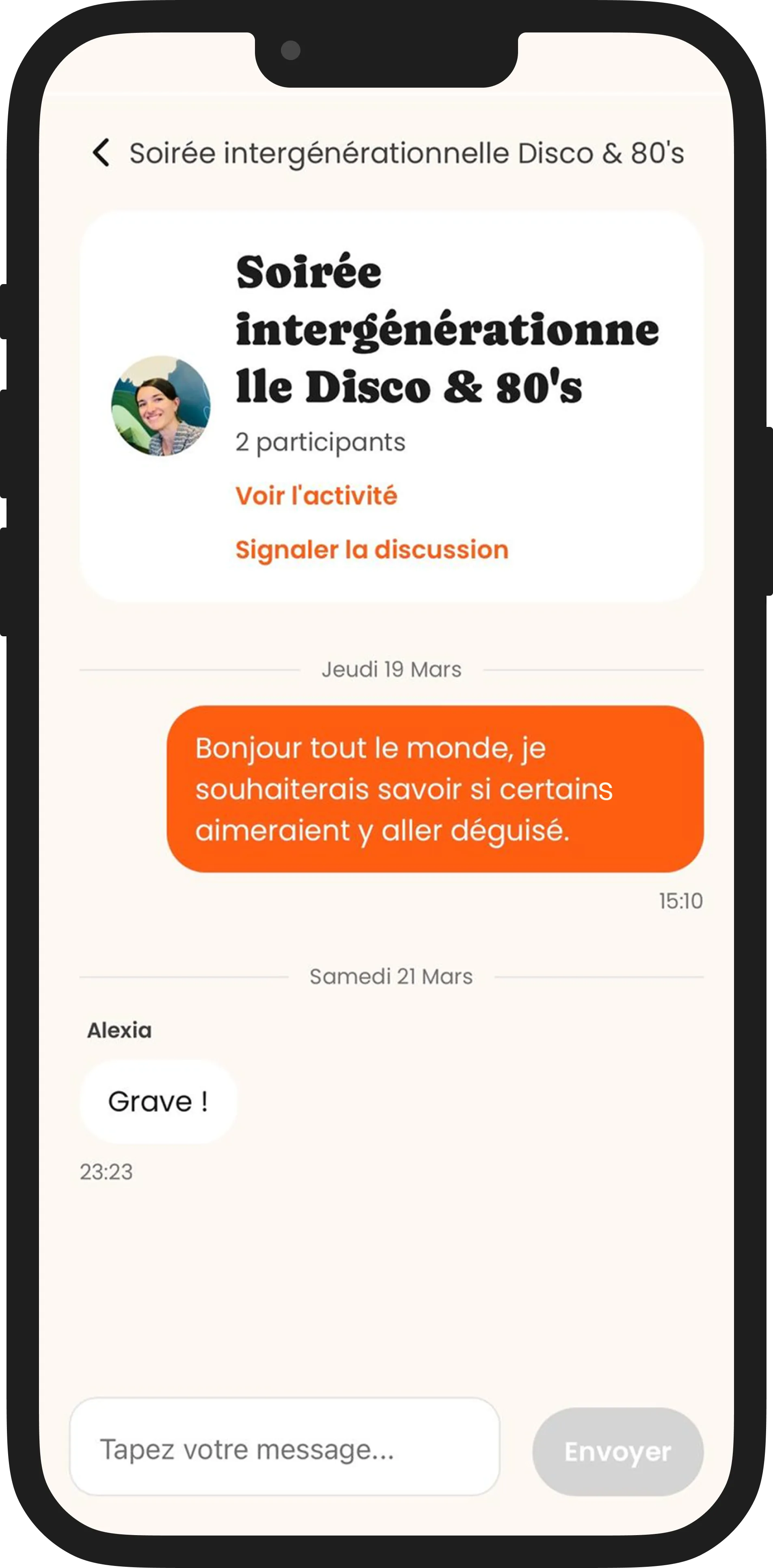 Écran messagerie Ray - gauche