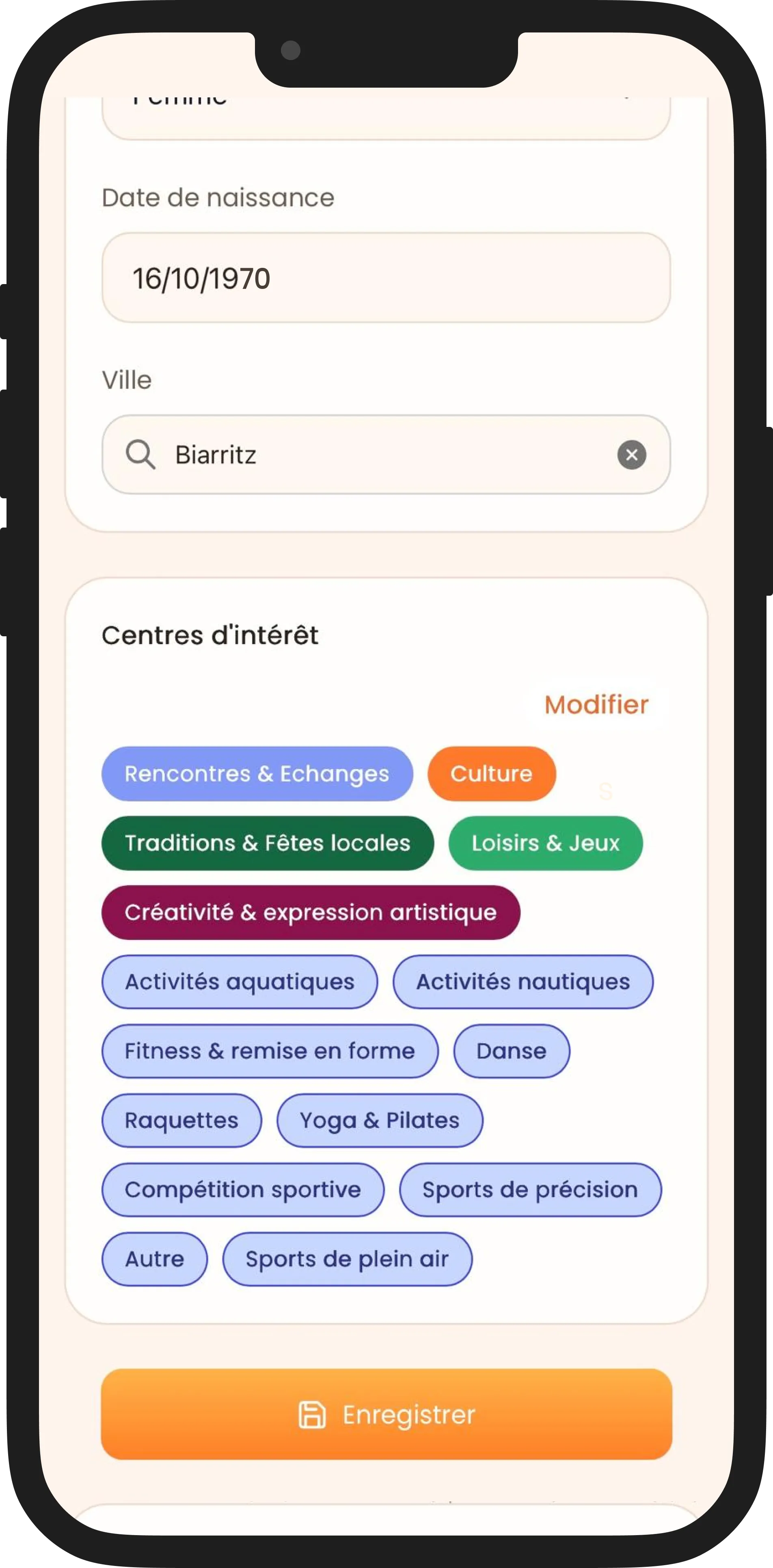 Écran profil Ray - gauche