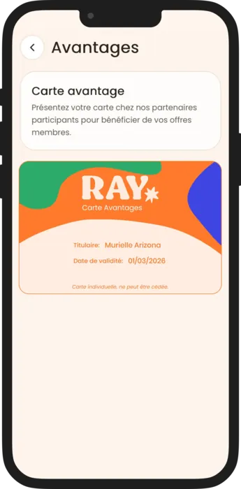Écran carte avantages Ray - droite